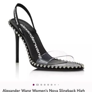 Alexander Wang Black and Silver Slingback Heels